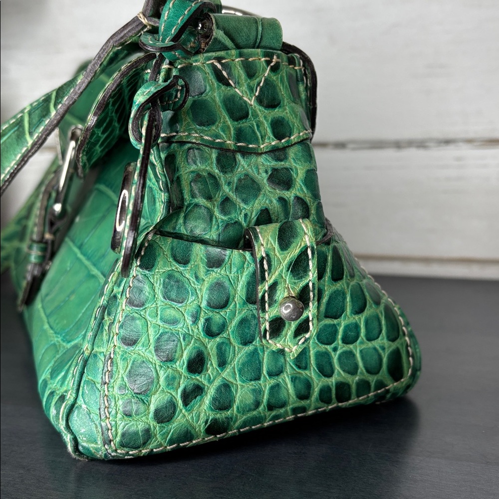 Dooney & Bourke Green Crocodile-Embossed Shoulder Bag - Picture 7 of 9